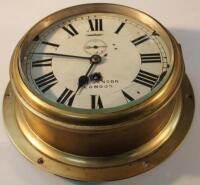 A J W Benson of London brass circular bulk-head ship's clock