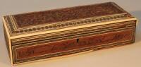 A 19thC Indian sandal wood part inlaid glove box