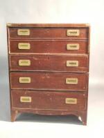 A late 19thC campaign style secretaire chest