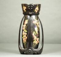 A Victorian Bretby reticulated tall vase