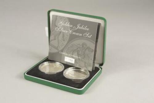 A Royal Mint Golden Jubilee silver crown set.