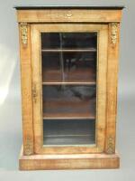 A Victorian walnut inlaid pier glass cabinet