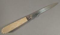 An Edwardian silver and ivory paper knife