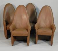 An unusual set of four late 20thC leather upholstered armchairs
