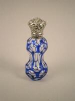 A Victorian Bohemian style blue overlay glass scent bottle