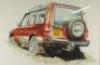 Martin T Rodgers. A watercolour painting of an early 1990s Landrover Discovery