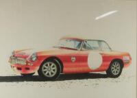 Martin T Rodgers. A watercolour painting of a mid 1960's MGB Roadster