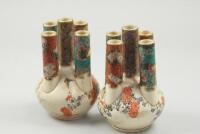 A pair of late 19thC Japanese satsuma bulb vases