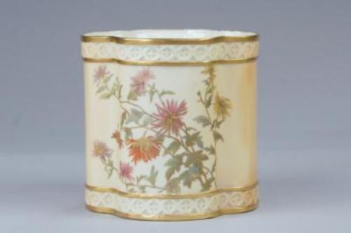 A Royal Worcester blush ivory quatrefoil fern pot or vase