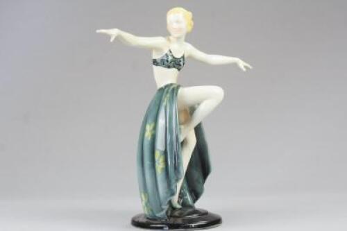 A German Art Deco pottery figure of a dancing girl