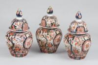 Three late 19thC Japanese Imari vases