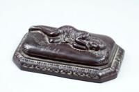 After James Wyatt. A bronze figure depicting a recumbent lady upon a bed