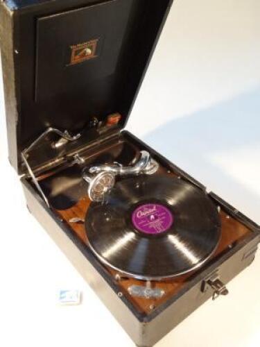 A His Master's Voice portable table top gramophone.