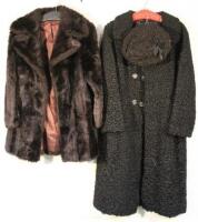 An Astraka of London fur coat and a Bukhara Karrkul woollen coat