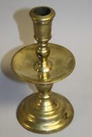 An early 18thC Dutch brass candlestick