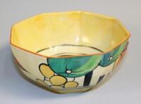 A Newport Pottery Clarice Cliff Bizarre Apples octagonal bowl