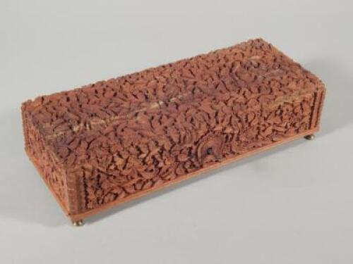 A late 19th/early 20thC Anglo Indian sandalwood glove or jewellery box