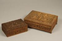 Two early Anglo Indian carved sandalwood boxes