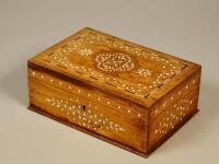 A 20thC Anglo Indian ivory and ebony inlaid hardwood box