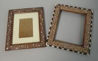 Two similar late 19th/early 20thC Anglo Indian hardwood and ivory inlaid frames