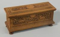 A late 19th/early 20thC Anglo Indian sandalwood rectangular casket