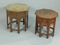 Two Middle Eastern hardwood octagonal occasional tables