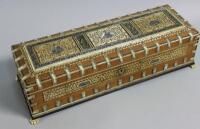 A late 19thC / early 20thC Indian sandalwood and ivory rectangular casket