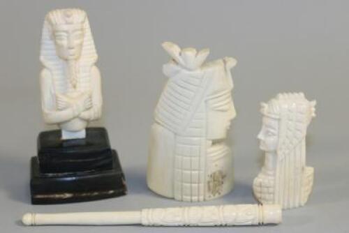 Three early 20thC Egyptian tourist ivory busts