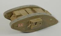 A scale model of a Little Willie First World War tank