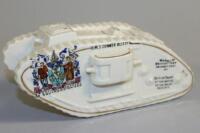 A Savoy china crested porcelain First World War tank