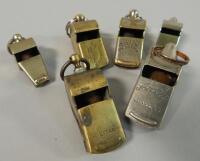 Six various Type 58 escargot whistles