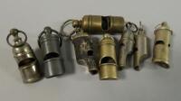 Eight various whistles