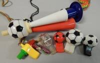 A collection of novelty whistles