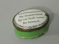 A 19thC oval Staffordshire enamel patch box