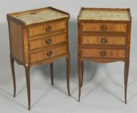 A pair of early 20thC French Kingwood bedside cabinets