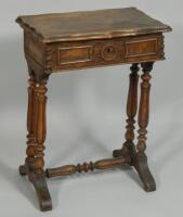 A 19thC Continental walnut work table