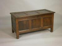 A 17thC panelled oak coffer