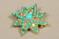 A turquoise and diamond star brooch or pendant