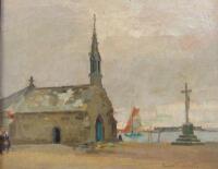 Maurice F Perrot (1892-?). Church at Harbour Entrance