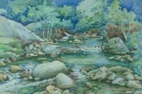 R McDonald (20thC). Scottish style stream scene