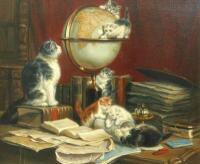 After Henriette Ronner (1821-1909). Kitten Globetrotters