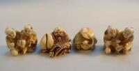 Four various Japanese netsuke