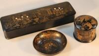 A 19thC Japanned glove box