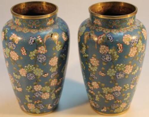 A pair of Chinese cloisonne vases