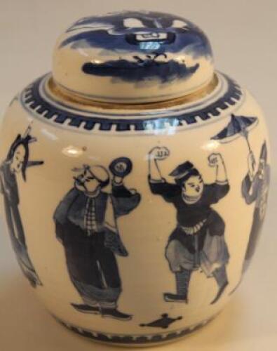 A 19thC Chinese blue and white ginger jar