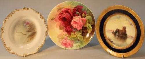 Two Mintons cabinet plates by James Edwin Dean and another