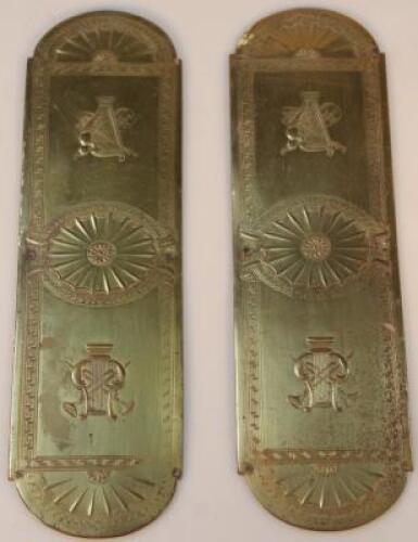 A pair of 19thC brass door plates