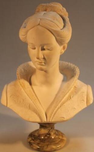 A alabaster style bust of a lady