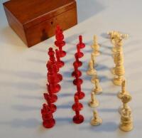 A late Victorian turned and carved ivory chess set