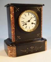 A 19thC slate and marble mantel clock